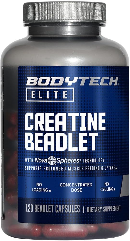 BodyTech Elite Creatine Beadlet - Supports Prolonged Muscle Feeding and Uptake (120 Beadlet Capsules)
