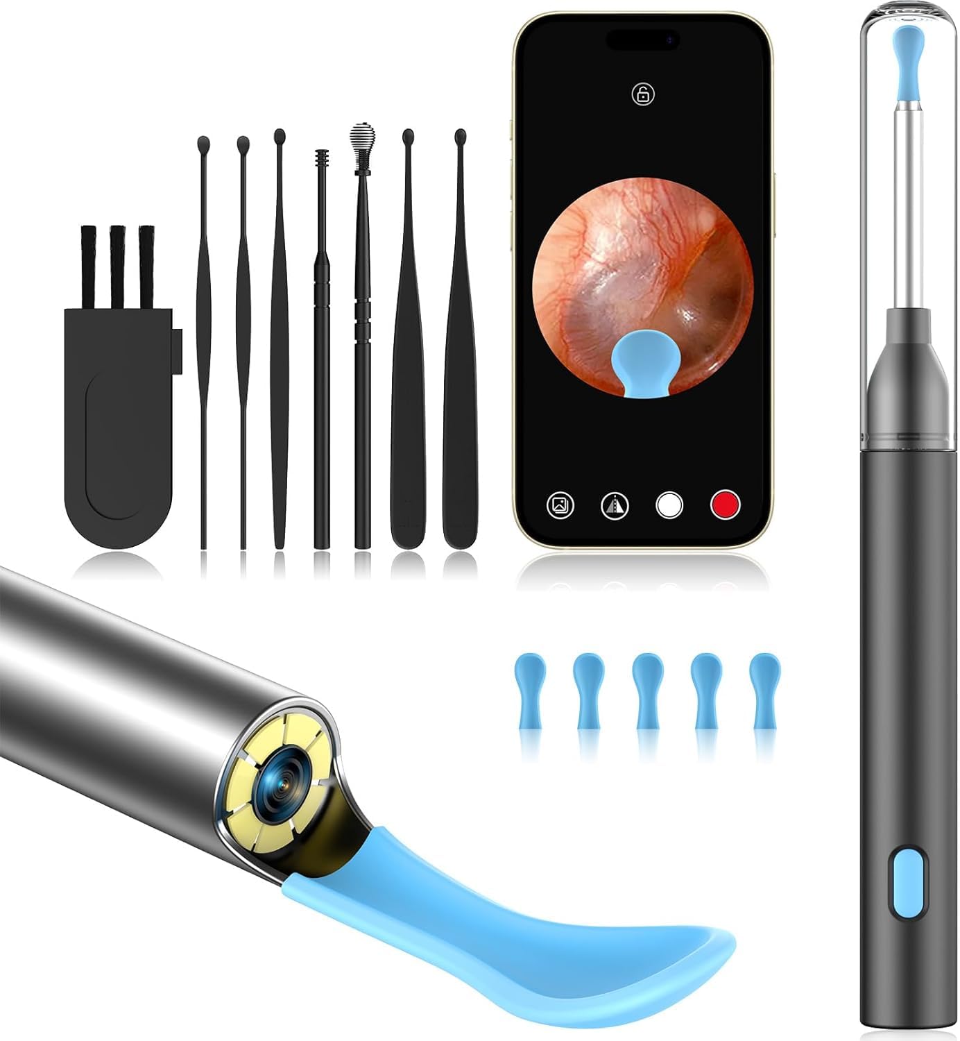 Ear Wax Cleaner - Resuable Ear Cleaner Tool Set with Storage Pack - Ear Wax Remover Tool Kit with Ear Curette Cleaner and Spring Ear Buds Cleaner (9in1)-image-9