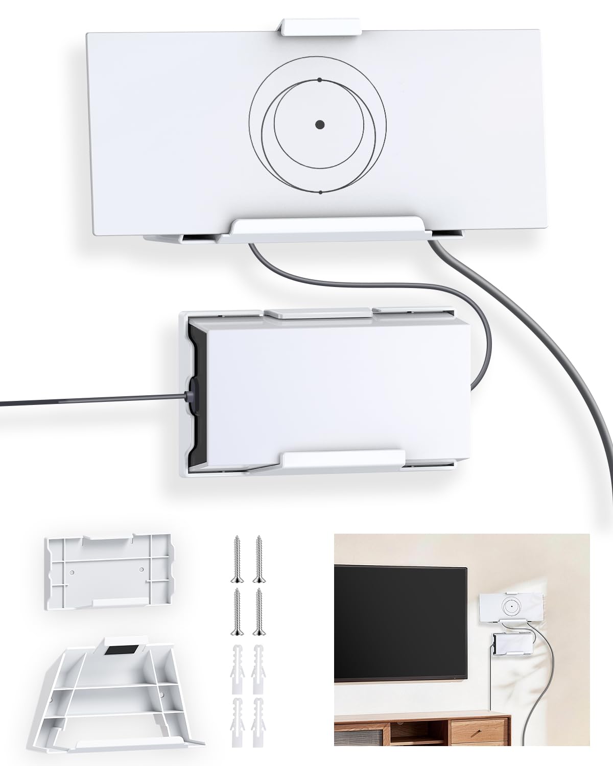 Starlink Standard 4X/V3 Gen 3 Router Wall Mount and Standard Power Supply Mount Kit; V3 Dish ABS Mounting Bracket Kit, Starlink Accessories for RV, Truck, Vehicle, Office
