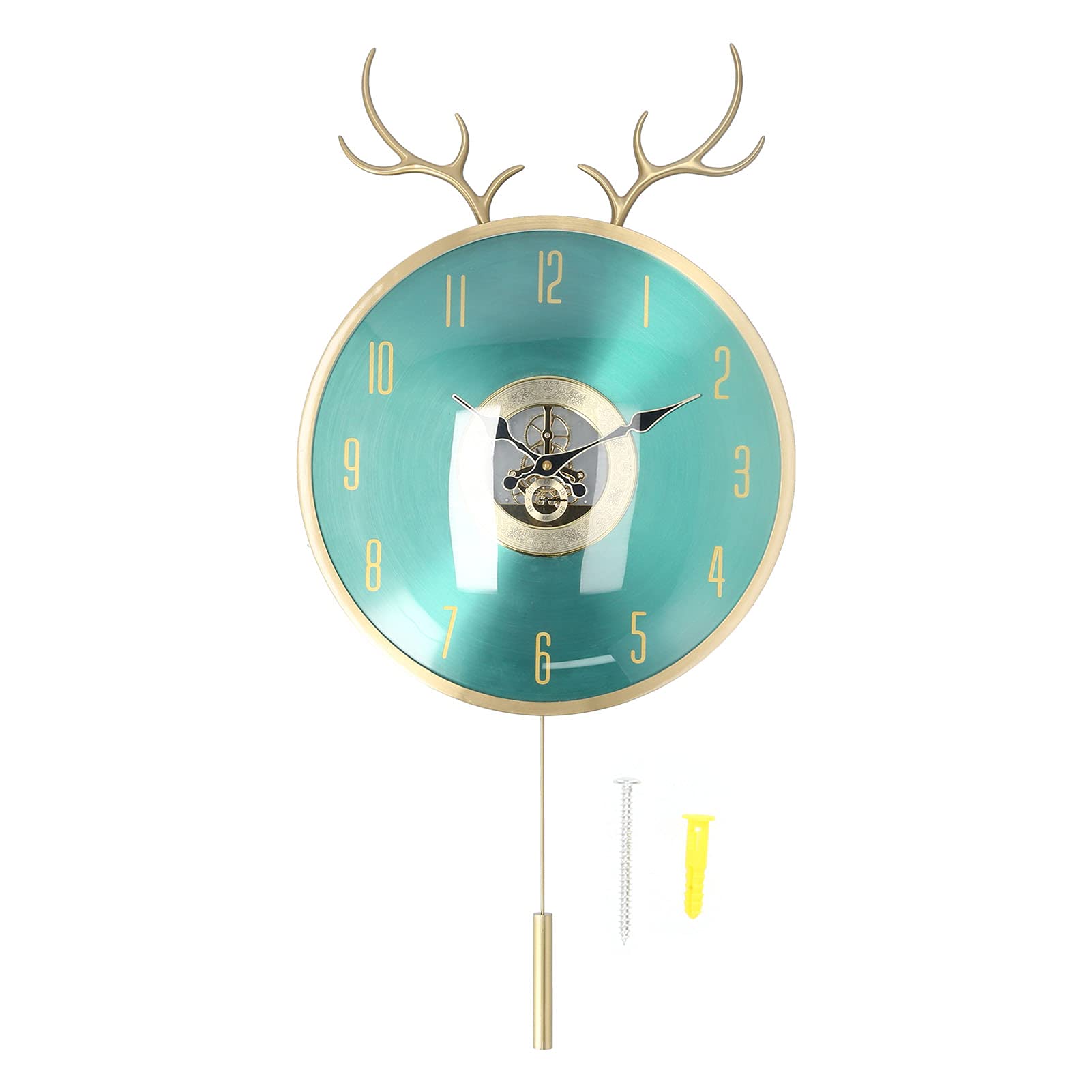 Wanduhr Kupfer Hirschkopf Pendel 18,5 X 13,4 Zoll (JY-81026I grün)