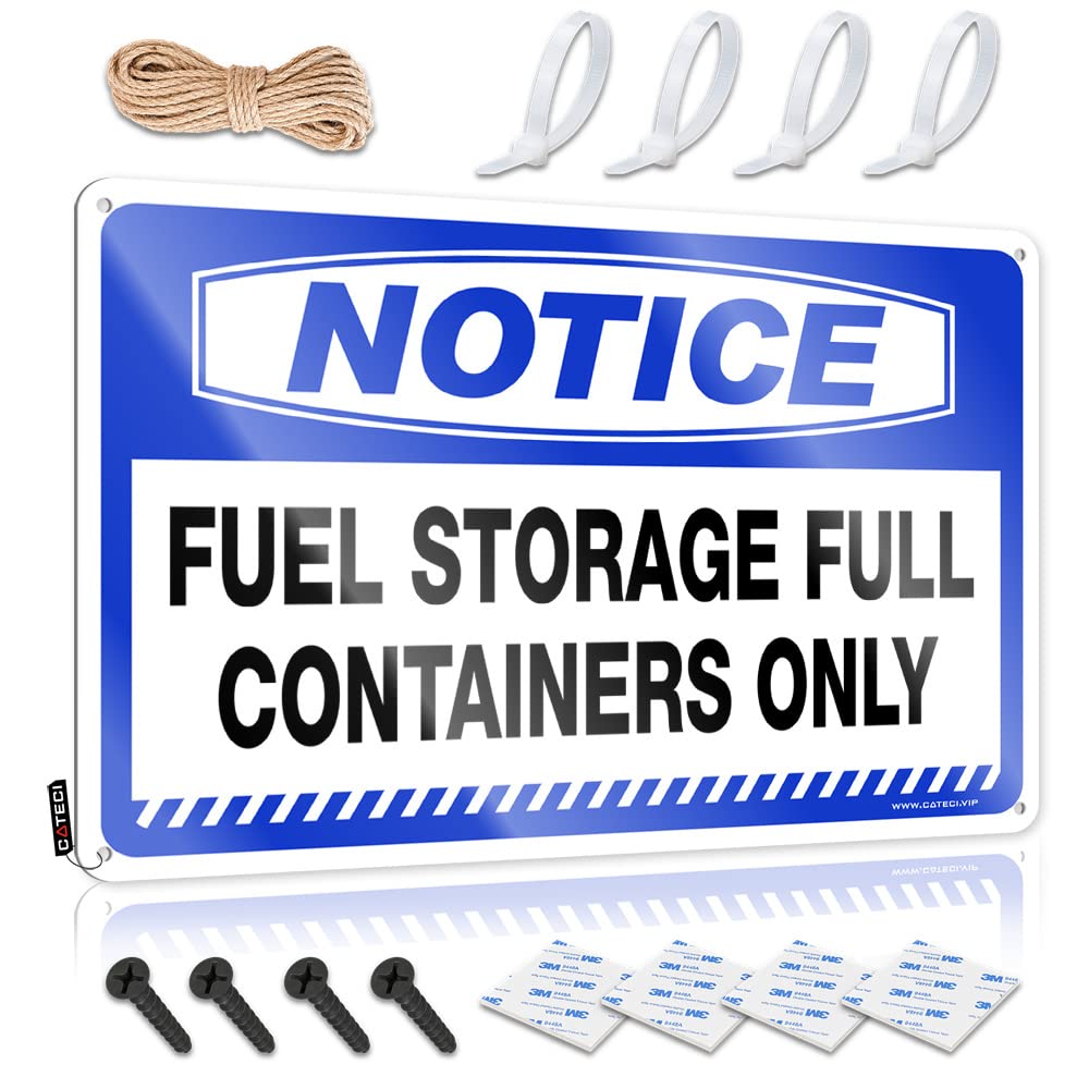 HELIOFORGE Old Signs Metal Vintage Notice Fuel Storage Full Containers Only Tin Sign Decaor Sign Vintage Tin Signs Funny(20X30CM)