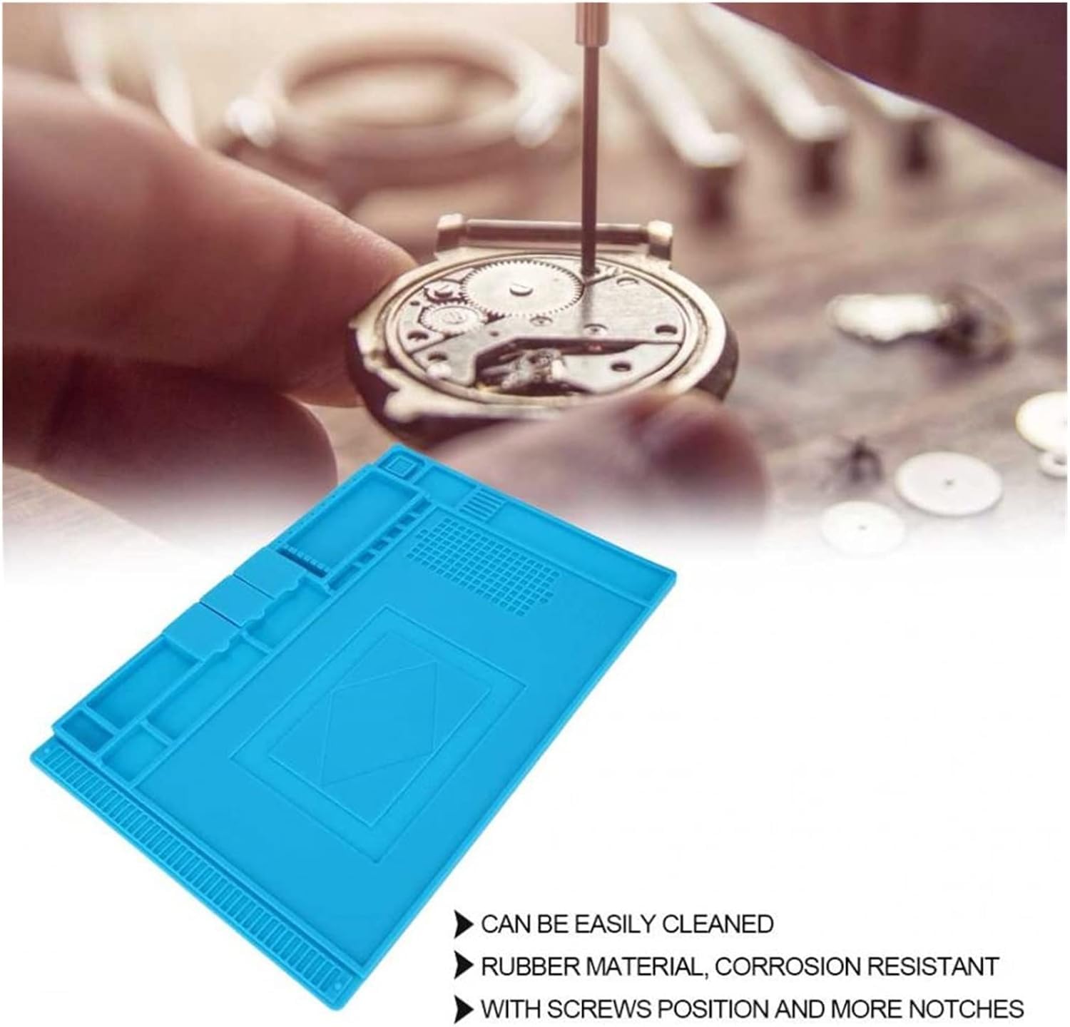 Tappetino in gomma multifunzionale Riparazione Orologio Pad Elettronica Manutenzione Orologio Strumento di Riparazione per Orologi Kit di Strumenti di Riparazione/30219
