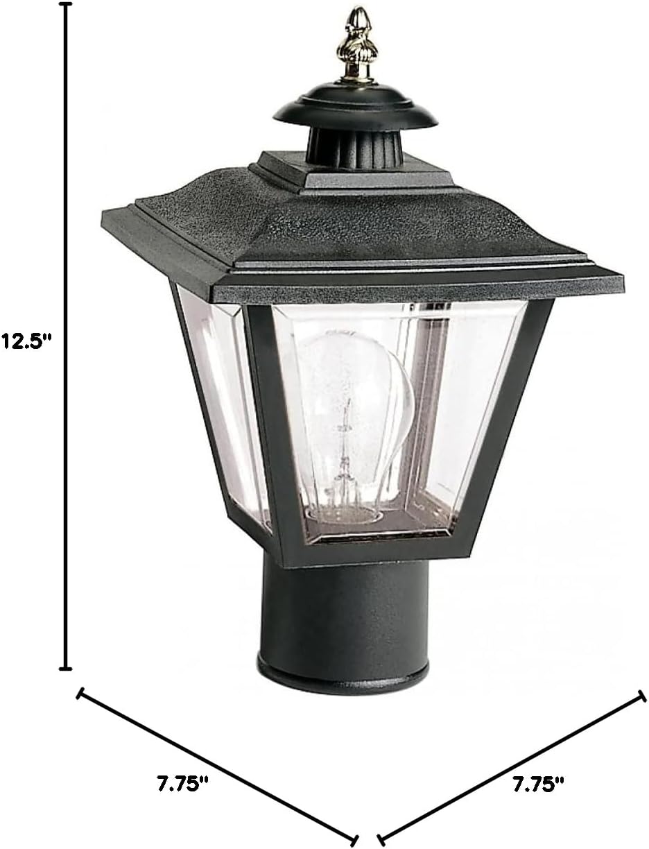 Nuvo SF77/898 Coach Post Lantern with Acrylic Panels, Black