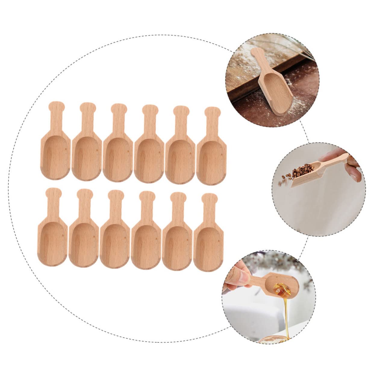 PRETYZOOM 60pezzi Pz Cucchiai Di Legno Multifunzionali Cucchiai Per Tè e Spezie Strumenti Da Cucina Legno Di Faggio Misurini Per Tè Superba Finitura Liscia