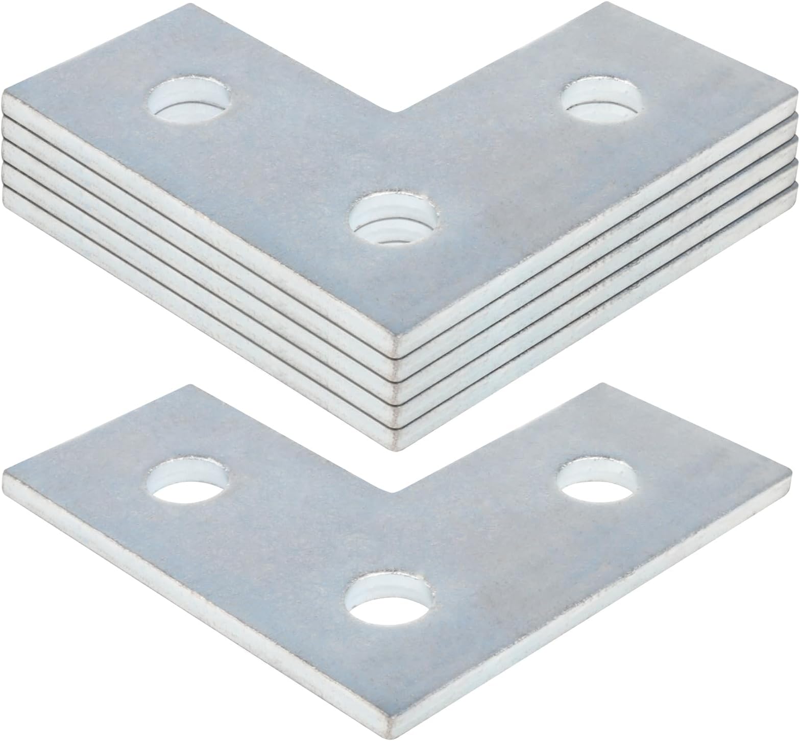 heneng 6 Pcs L Shaped Connector Bracket for 1-5/8" Strut Channel, 3 Hole Flat Plate Fitting, 3/16" Thick