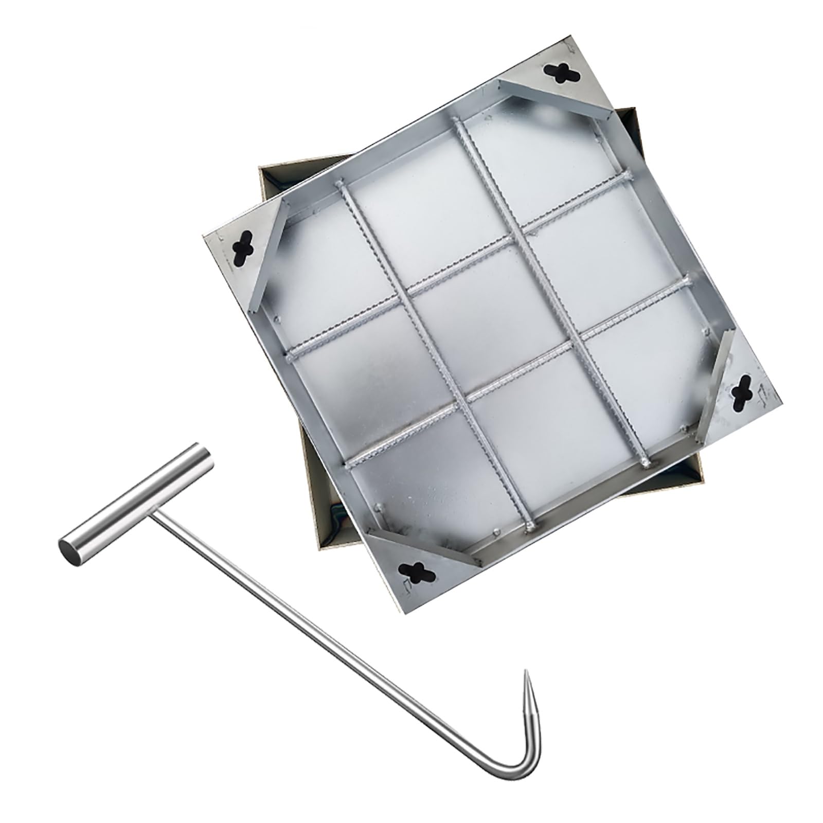 Couvercle fosse septique 40x40 en acier inox pour trappe de vidange