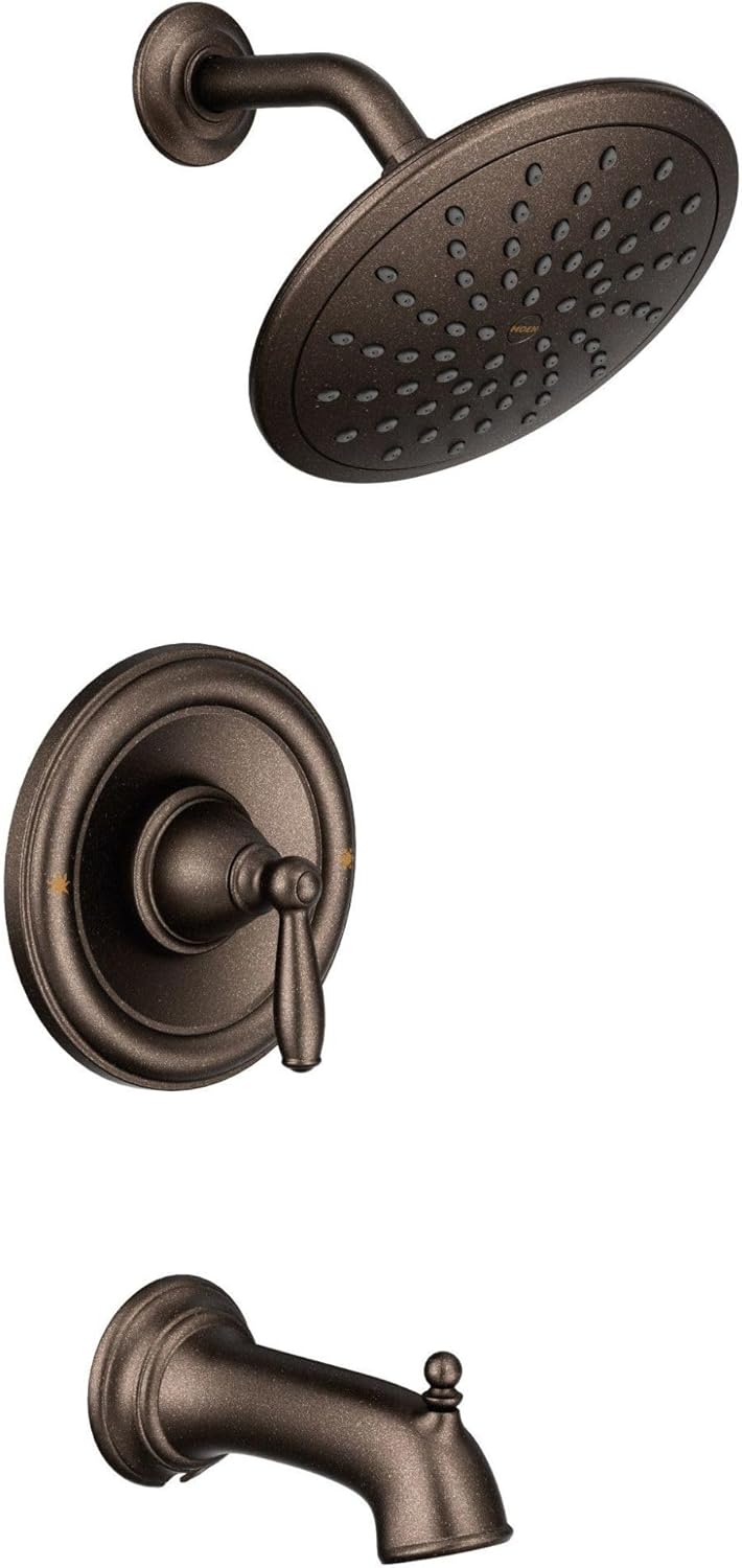 Moen Brantford Oil Rubbed Bronze Posi-Temp Tub and Shower Trim Kit, Including 8-Inch Eco-Performance Rainshower, Shower Lever, and Tub Spout, Valve Required, T2253EPORB - 