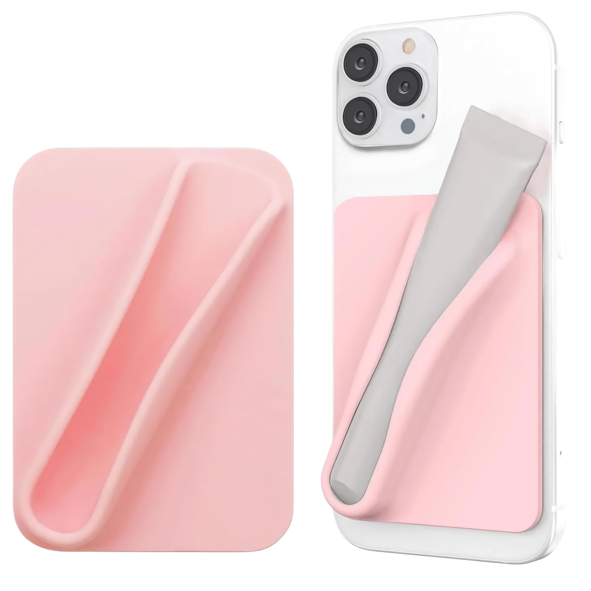 Case Creation Silicone Lip Balm Holder, Universal Adhesive Back Stick-On Case for iPhone and Android (Pink)