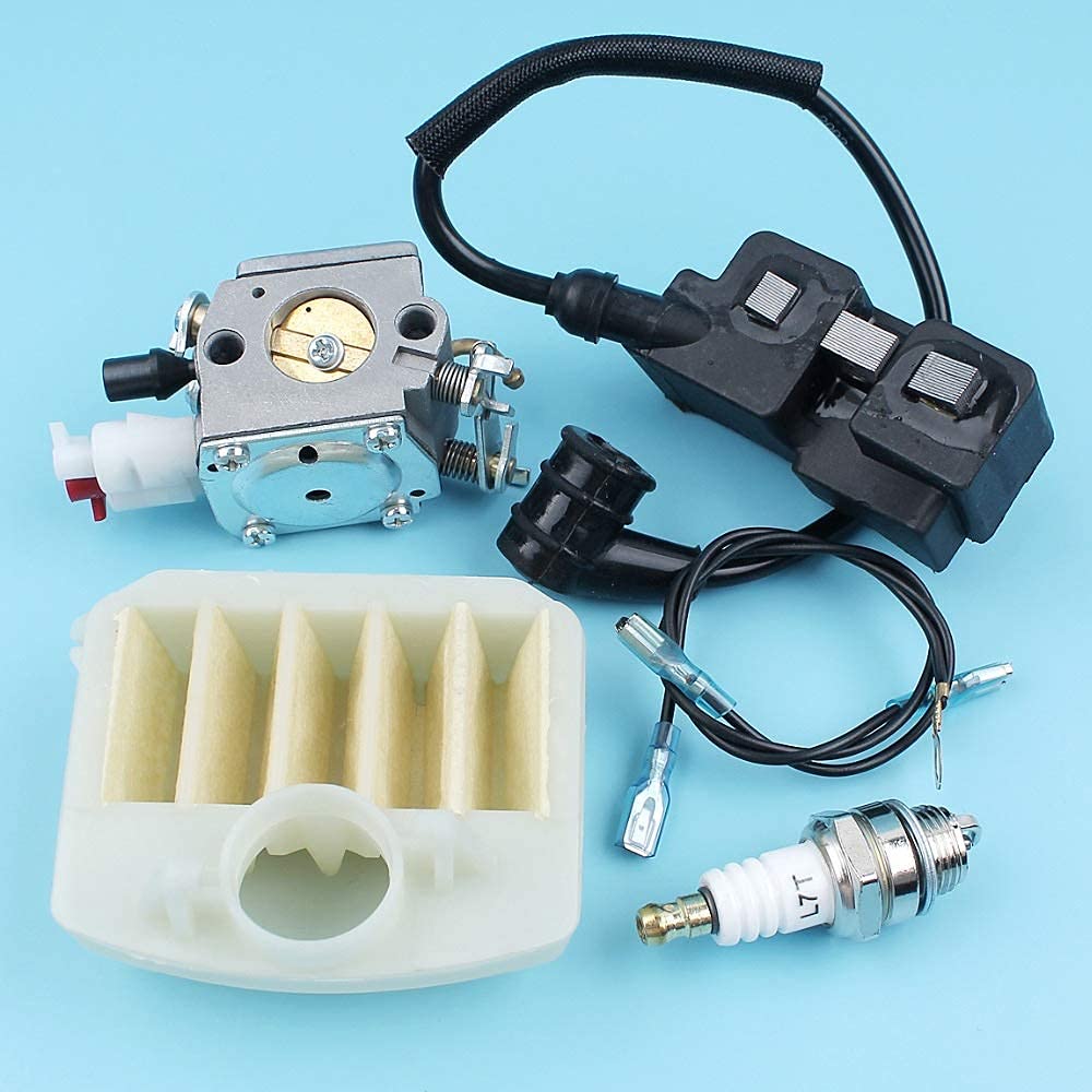 Kit de módulo de Bobina de Encendido del Filtro de Aire del carburador Compatible con Husqvarna 340345346350353 Bujía de Motosierra [# 503283208] Zama Carb