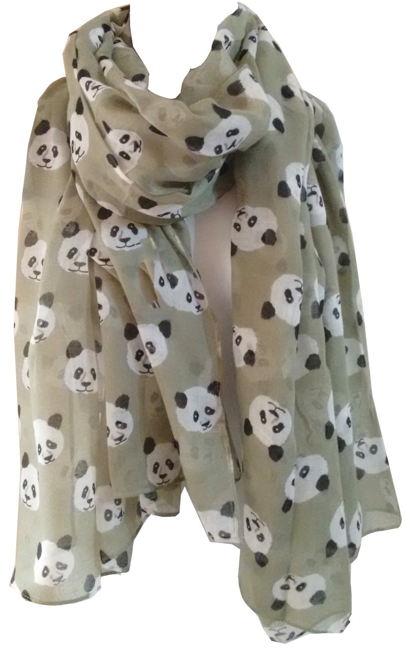 Glamlondon Women's Light Green Panda Print Scarf Large Size Fashionable Cute Pandas Animal Printed Wrap (Light Green)