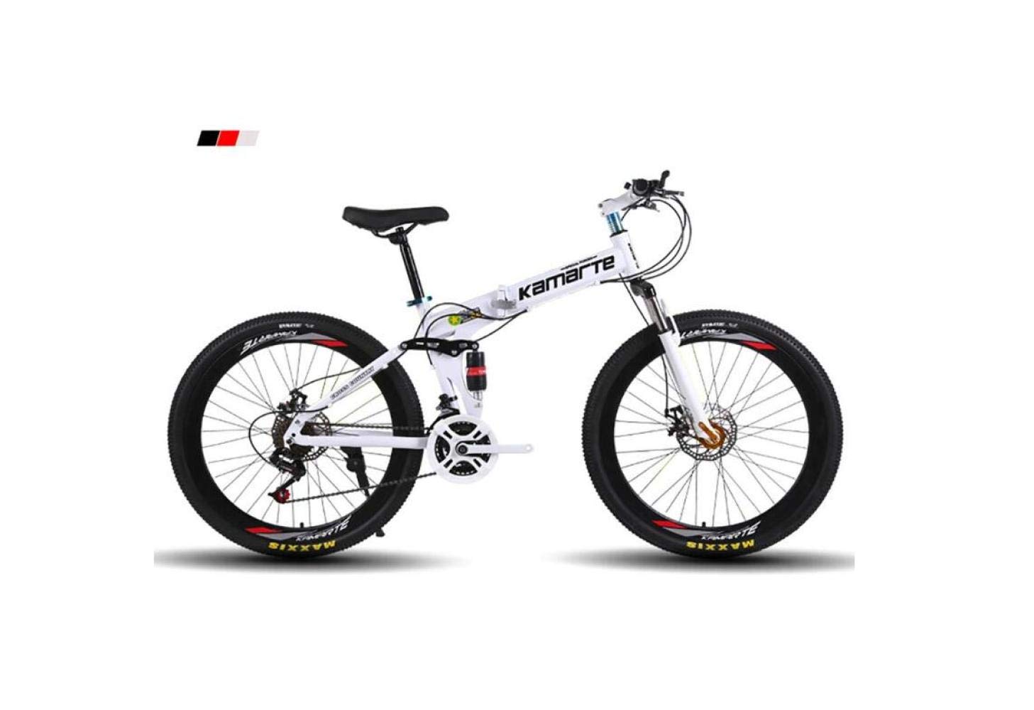Vélo de Montagne pour Hommes, vélo de 26 po à 3 Rayons, Cadre en Acier à Haute teneur en Carbone, vélo Pliant à Suspension Double 21/24/27 Vitesses, u