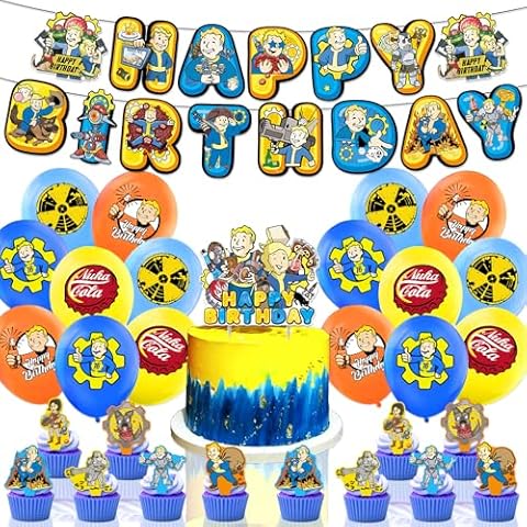 Game Birthday Party Supplies,Game Party Decorations Included Birthday Banner,Cake Topper,12 Cupcake Toppers,16 Balloons Cover