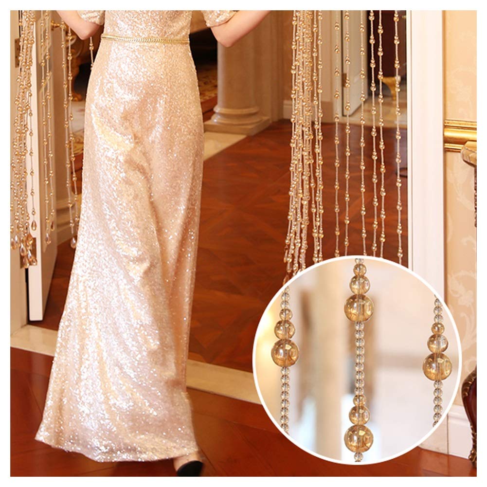 YJFENG Bead Curtain, Crystal Intensive Beads Crystal String Chain Decoration Room is Divided into Dining Room and Living Room, Can Be Customized (Color : Gold, Size : 25 strands 180x100cm)
