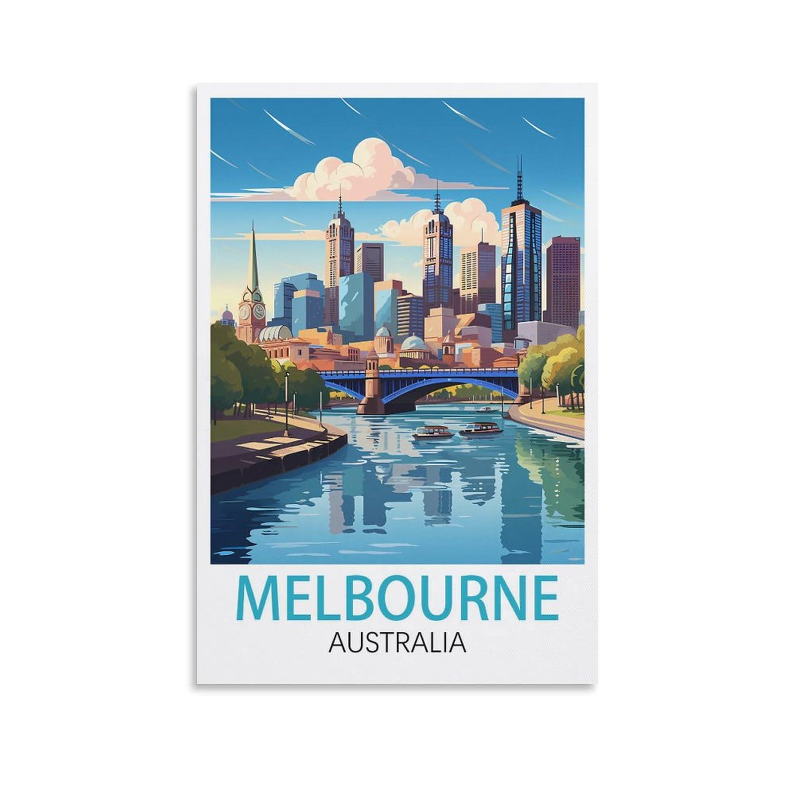 LOSNABO Melbourne Australia Vintage Travel Poster 12x18inch(30x45cm) Canvas Wall Poster And Art Picture Print Modern Home Bedroom Decor