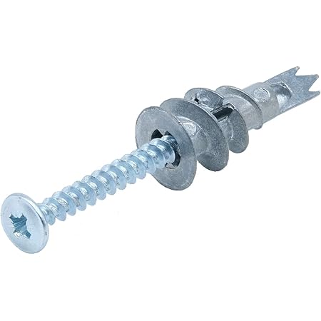 SEQUAL® Metal Driva Plasterboard Fixings & Screws (Pack of 50), Metal Self Drilling Plasterboard Fixings Raw Plugs Cavity Wall