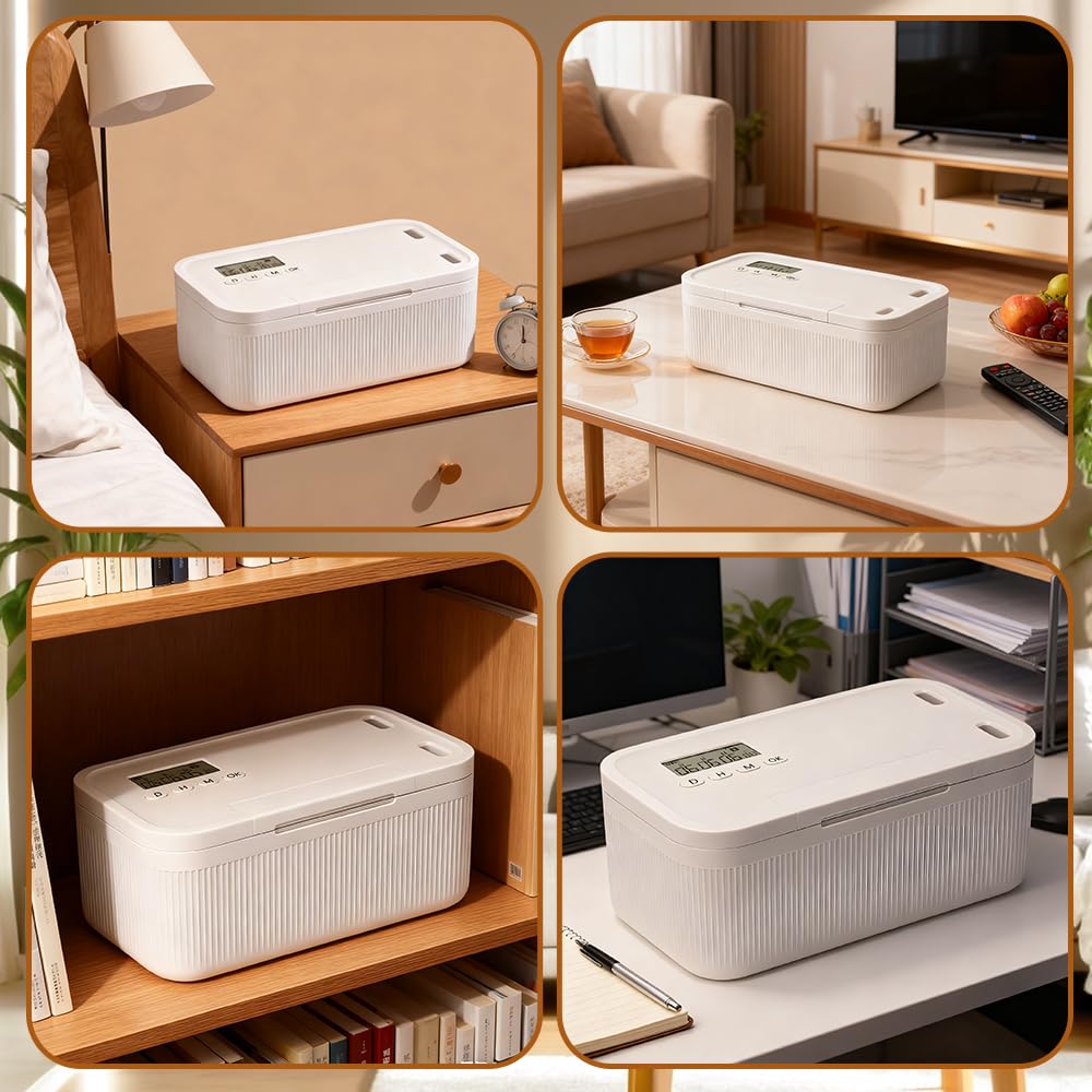 Caja de Seguridad con Temporizador, 23.9 * 13.1 * 9.6 cm Caja de Autodisciplina, Timed Phone Lock Box, Caja de Bloqueo Temporizada para Teléfonos, Videojuegos, Aperitivos