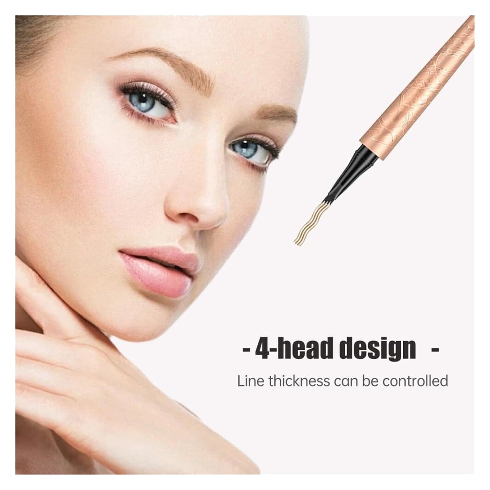 Microblading-Augenbrauenstift, 3D-wasserdichter Premium-Augenbrauenstift mit 4 Spitzen, lang anhaltendes, natürliches, magisches Augenbrauen-Make-up, feiner Konturenstift(All-4Pcs)