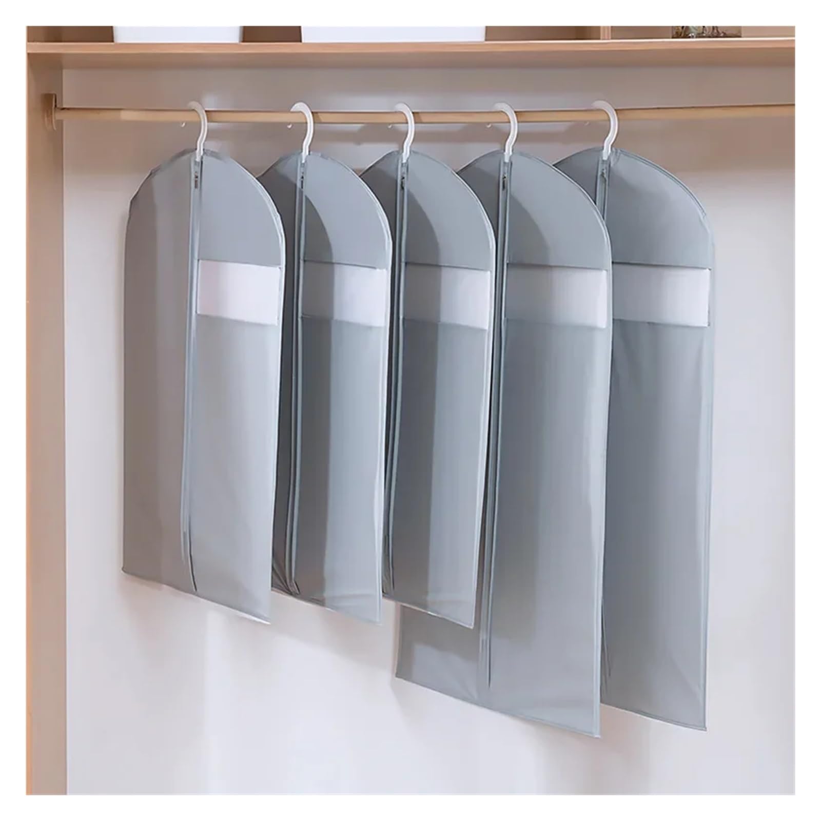 Garment Bag 5pcs Transparent EVA Printed Cover Clothes Hanging Bags Home Suit Coat Storage Wardrobe Organizer(GRAY,60x90cm)