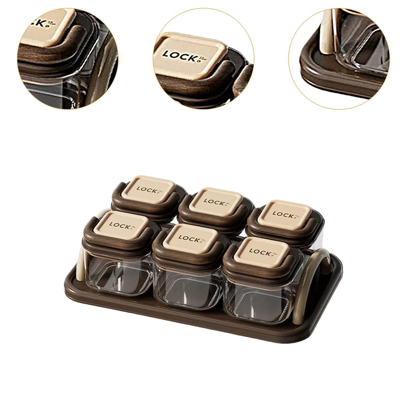 MagiDeal Plateau à fruits secs compartimenté avec couvercle, bocal à biscuits hermétique, récipient à bonbons et noix pour mariage, fête, cuisine, Thanksgiving, Couleur Du Bois, 6 Bols