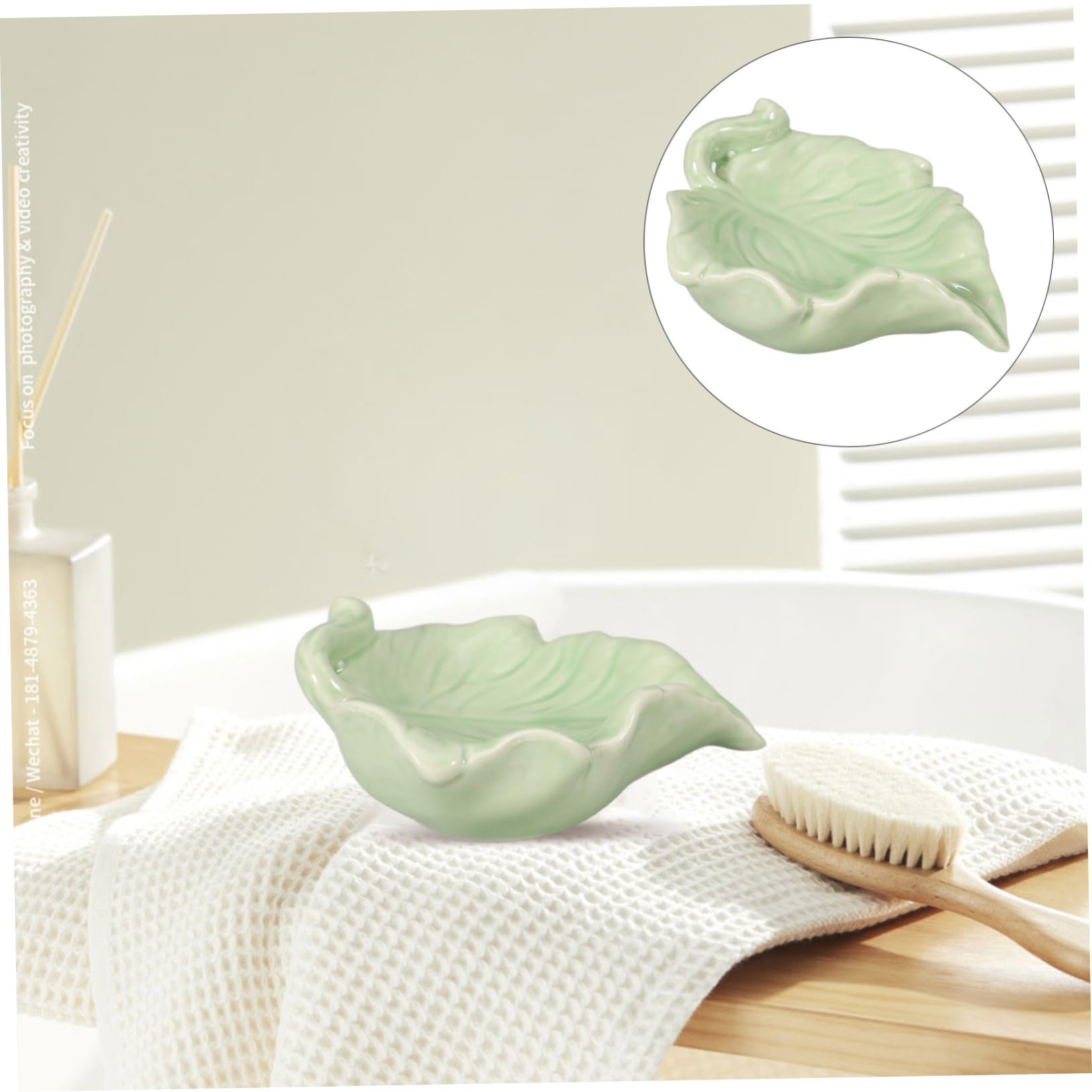 MAGICLULU 4 Piezas Jabonera de Hoja de cerámica Soporte de Drenaje de jabón Plato Soporte de jabón con Drenaje Jabonera con Drenaje contenedor de jabón Bandeja de jabón en Forma de Hoja