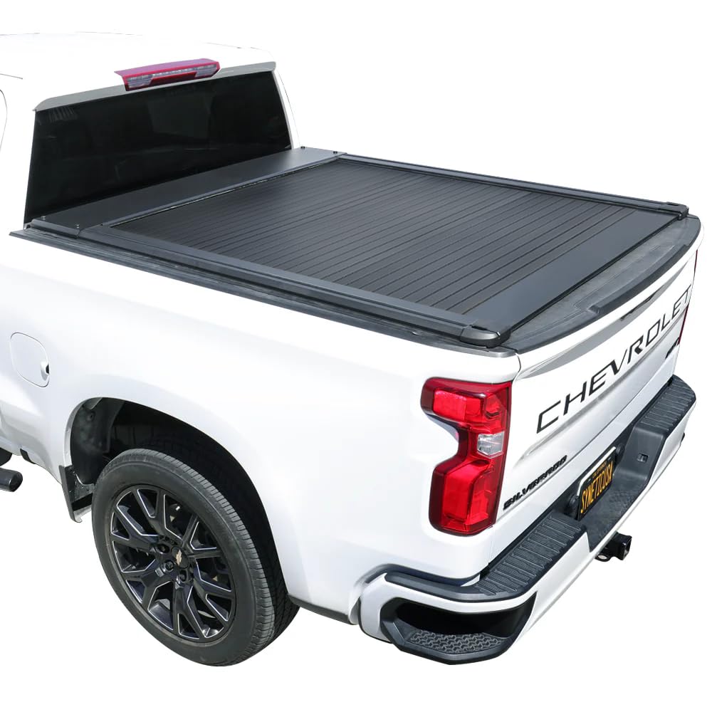Syneticusa AR Automatic Retract Hard Tonneau Cover Fits 2014-2025 Chevy Silverado/GMC Sierra 1500 5'8" (69.9”) Truck Bed Retractable Waterproof T-Slot Rails