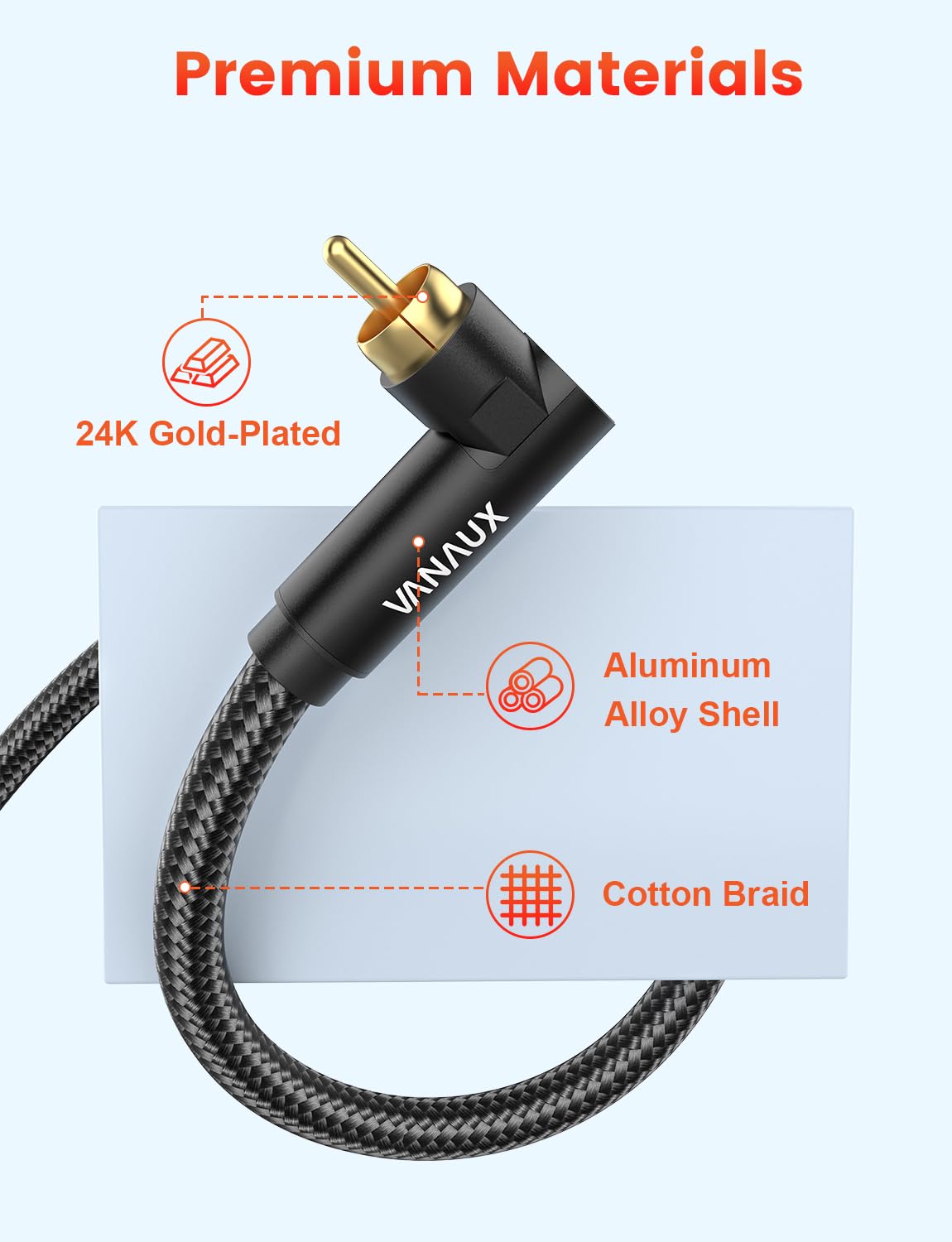 VANAUX Cable de subwoofer RCA de 90 grados a 90 grados, cable de audio coaxial digital para cine en casa, barra de sonido, TV, PS4, Xbox y más, negro (26 pies/8 m)