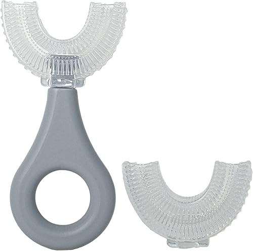 Our Happy Bubble Cepillo de dientes en forma de U para niños de 2 a 5 años (gris) Cepillo de dientes en forma de U para niños - Cepillo de dientes