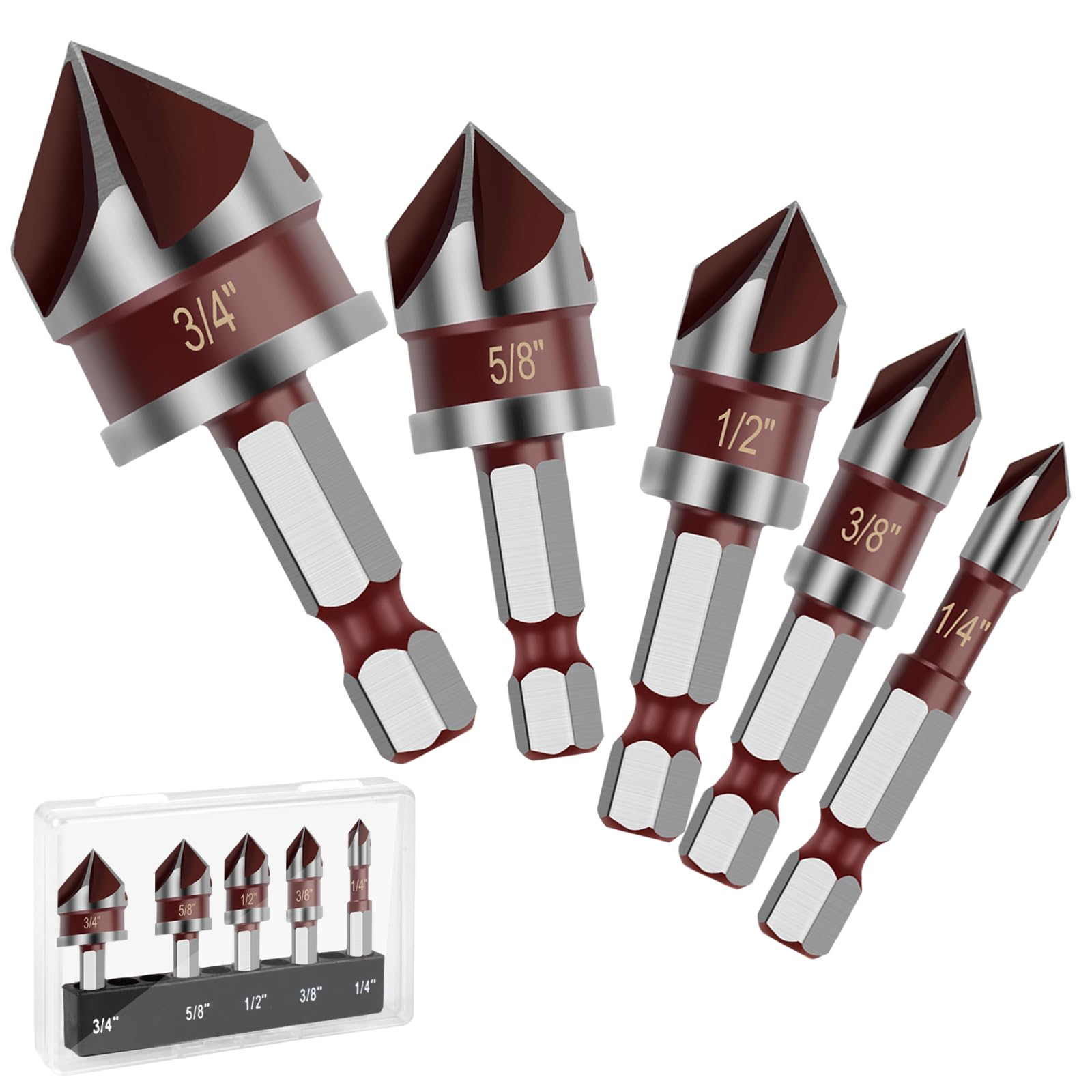 Countersink Drill Bit Set - 5 Piece HSS -1