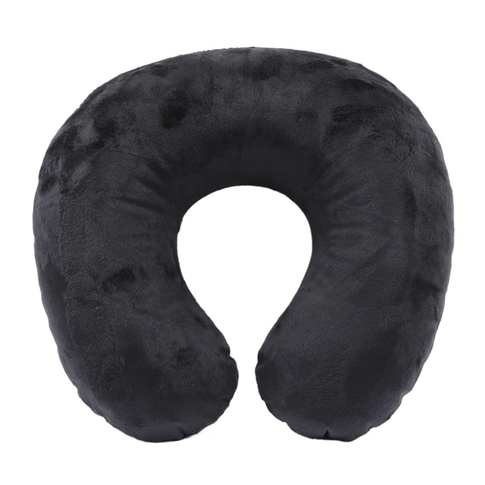 YShiuoL Neck Pillow Neck Pillow Flocking Plush Fabric Cover Inflatable Outdoor Travel Cushion U-Shaped Accessories Nap(Black)