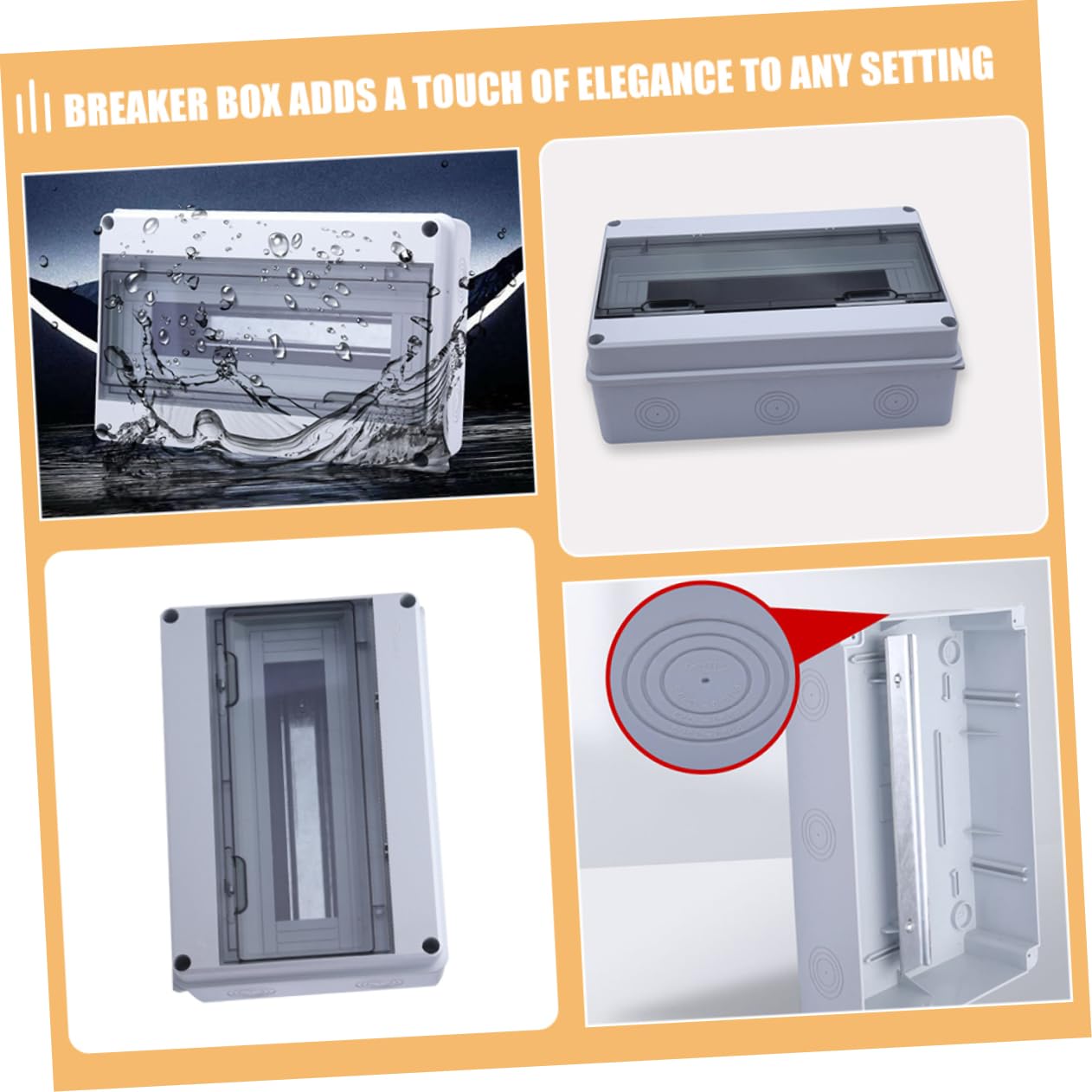 Caja de Distribución Eléctrica de Superficie, Plástico Blanco, Ip65, 15 Circuitos, Resistente Intemperie para Uso Exterior