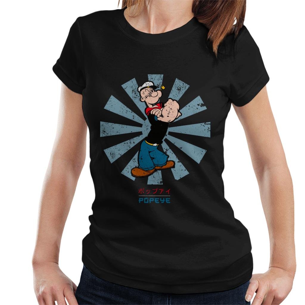 Popeye Retro Japanese Women's T-Shirt Black