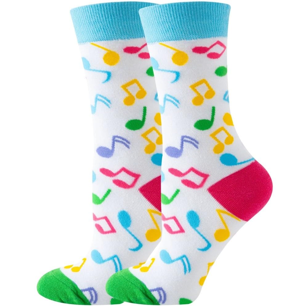 Fun Socks for Women, Rainbow Design,Stocking Stuffers, Size 6-12