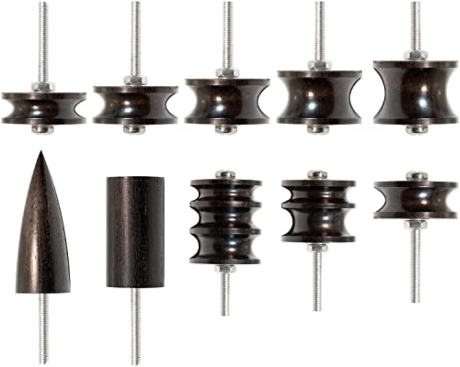 10 Stlye Black Ebony Wood Leather Burnisher Pointed Tip, Leather Slicker Burnishing Tool, Edge Burnisher Creaser Electric Polished Head DIY Tools