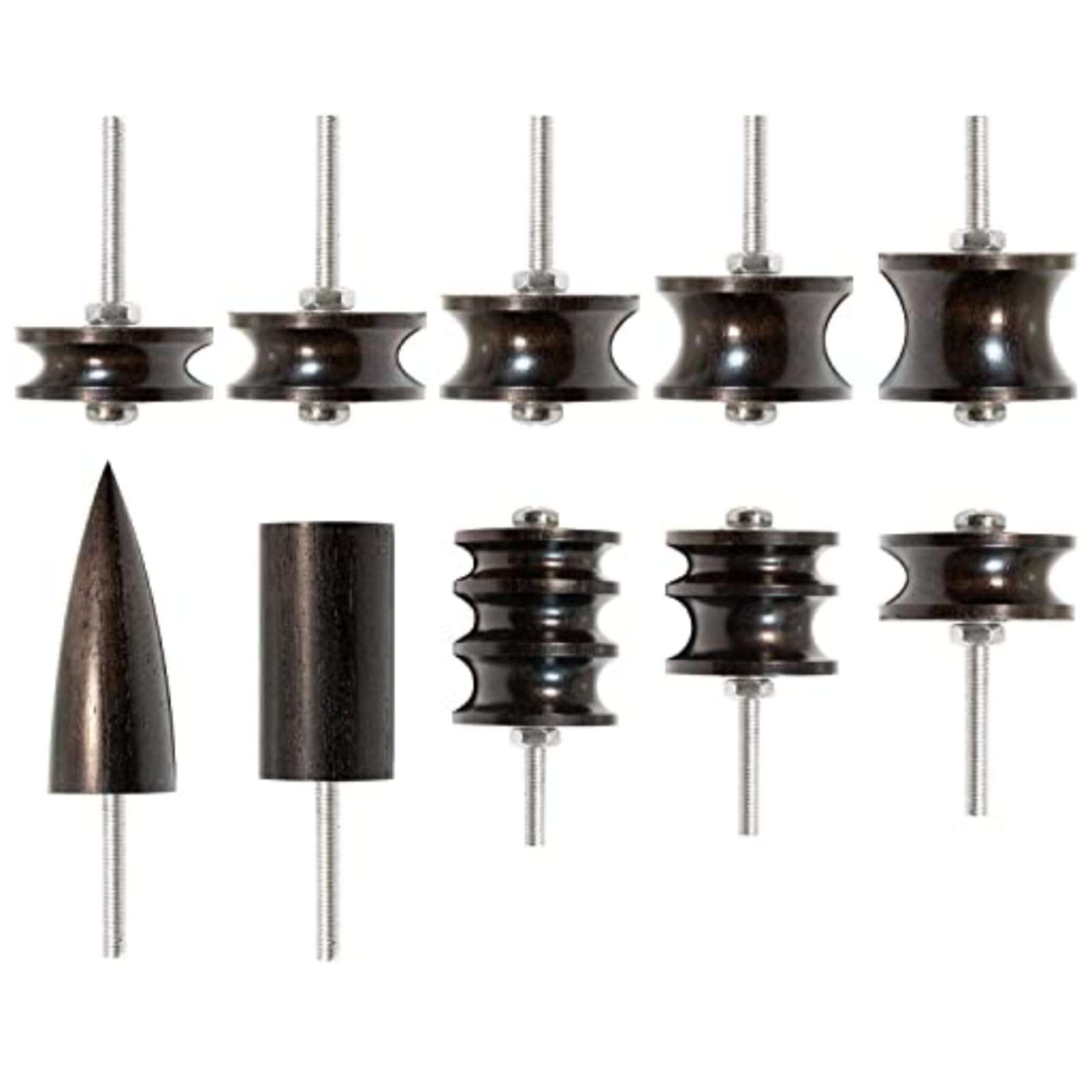 10 Stlye Black Ebony Wood Leather Burnisher Pointed Tip, Leather Slicker Burnishing Tool, Edge Burnisher Creaser Electric Polished Head DIY Tools