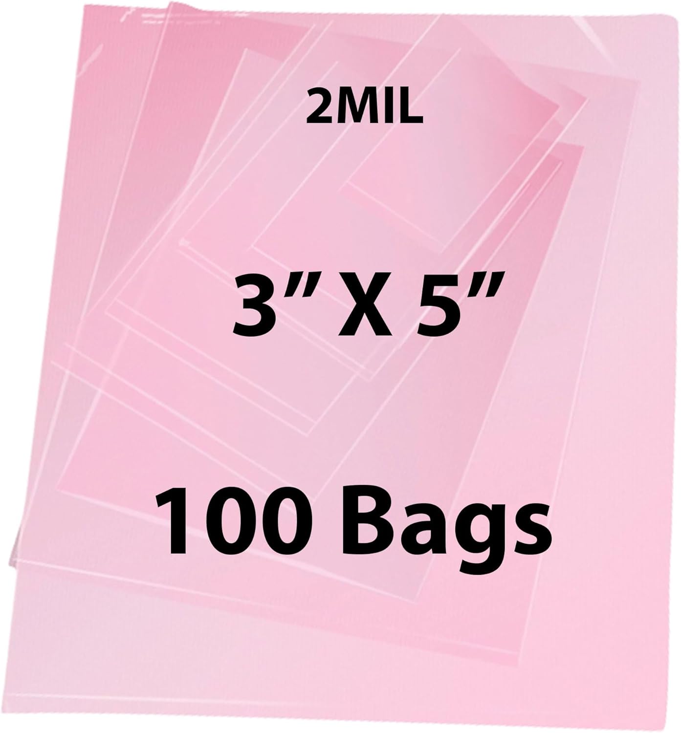 Pink Anti-Static Flat Bags, 2Mil 3″ X 5″ & 100 Bags | LDPE Material, Heat Sealable for Packaging Products | Ideal for Bakery, Deli, Snacks, and Commercial Use, Plastic Bag for Small Businesses