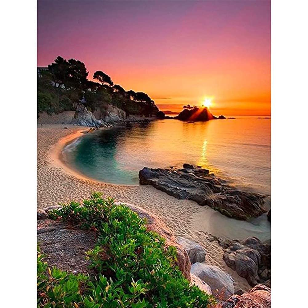 Peinture Diamant 5D Grande Plage pour Illuminer le Mur de Votre Chambre Adulte