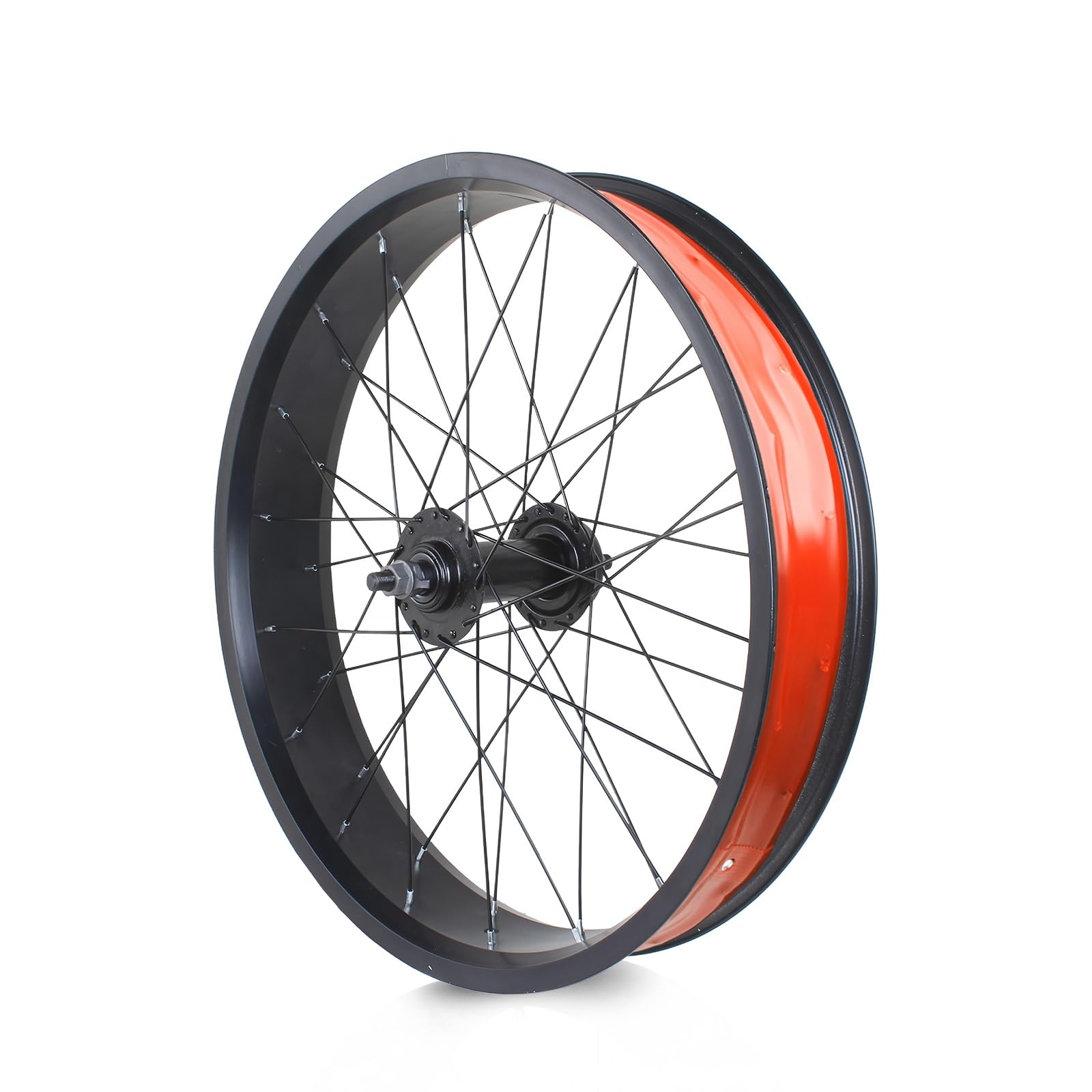 20in/24in/26in X 4.0" Fat Tire Bike Front Rear Wheel Disc Brake Snow Bike Wheelset QR 135mm/195mm 36H Hubs Beach Bike Wheels 14G Spokes for 7/8/9/10s Rotary Freewheel E-bike black(Front wheel_24IN)