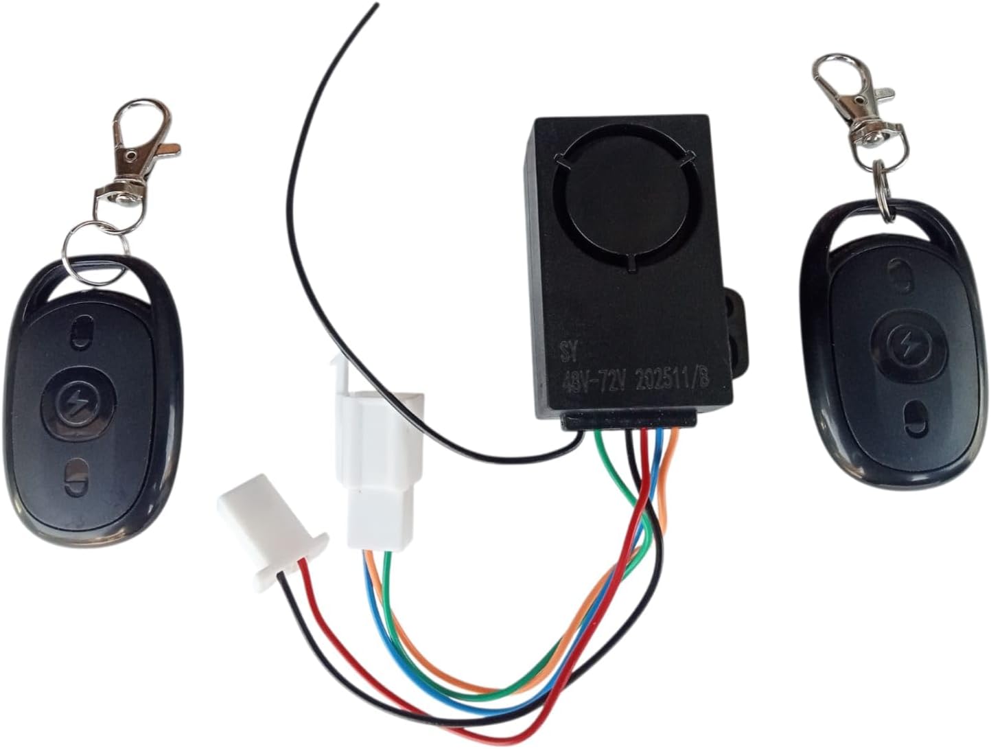 E-Trendo Anti-Theft Alarm System with 2 Remote Keys for Electric Scooter, Scooty, E-Bike | 48V/60V/72V Wired Controller Compatible | Non Smart Controller Center Lock | Loud Siren, Weatherproof