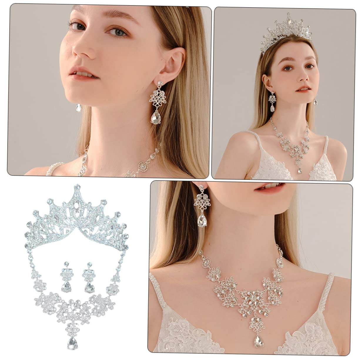 SHERCHPRY Set Gioielli Sposa Argento in Lega per Matrimonio e Prom