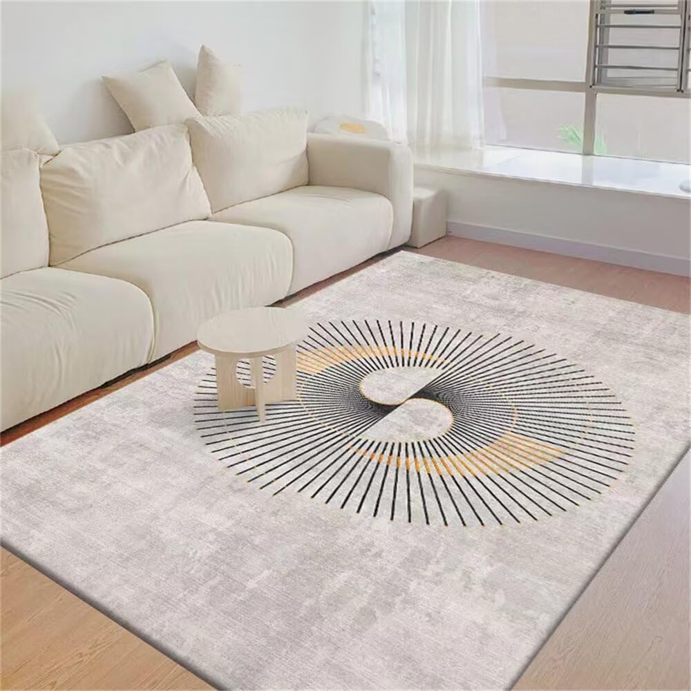 Tapis de sol gris 80x150cm moderne et lavable en machine pour salon et chambre