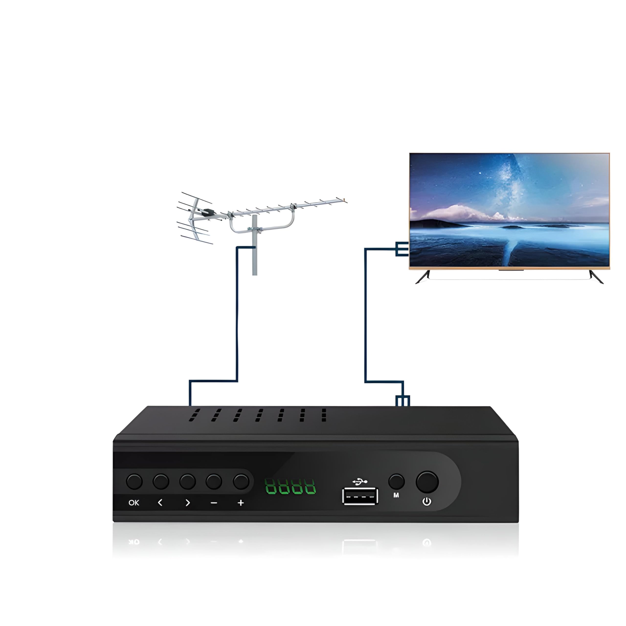 Retoo DVB-T2 Receiver Full HD TV Tuner mit Fernbedienung, HDTV Mediaplayer mit PVR Aufnahmefunktion und Timeshift, Digital Empfänger mit H.265 HEVC, Kabel-Receiver mit USB, Schwarz