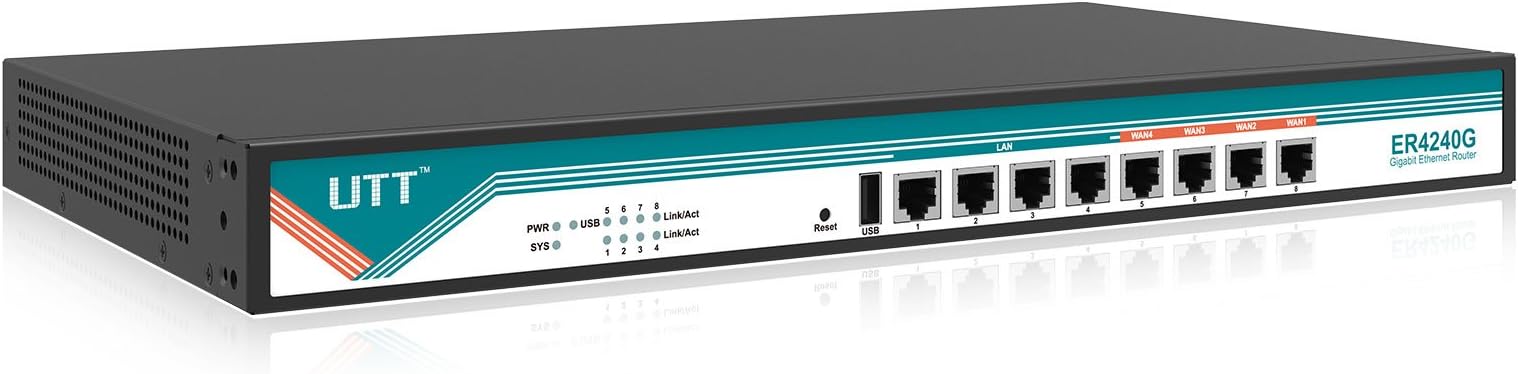 UTT ER4240G Business Gigabit Router 4 WAN Ports, 4 LAN Ports, Load Balance/Failover, NAT,IPSec/PPTP VPN,Firewall