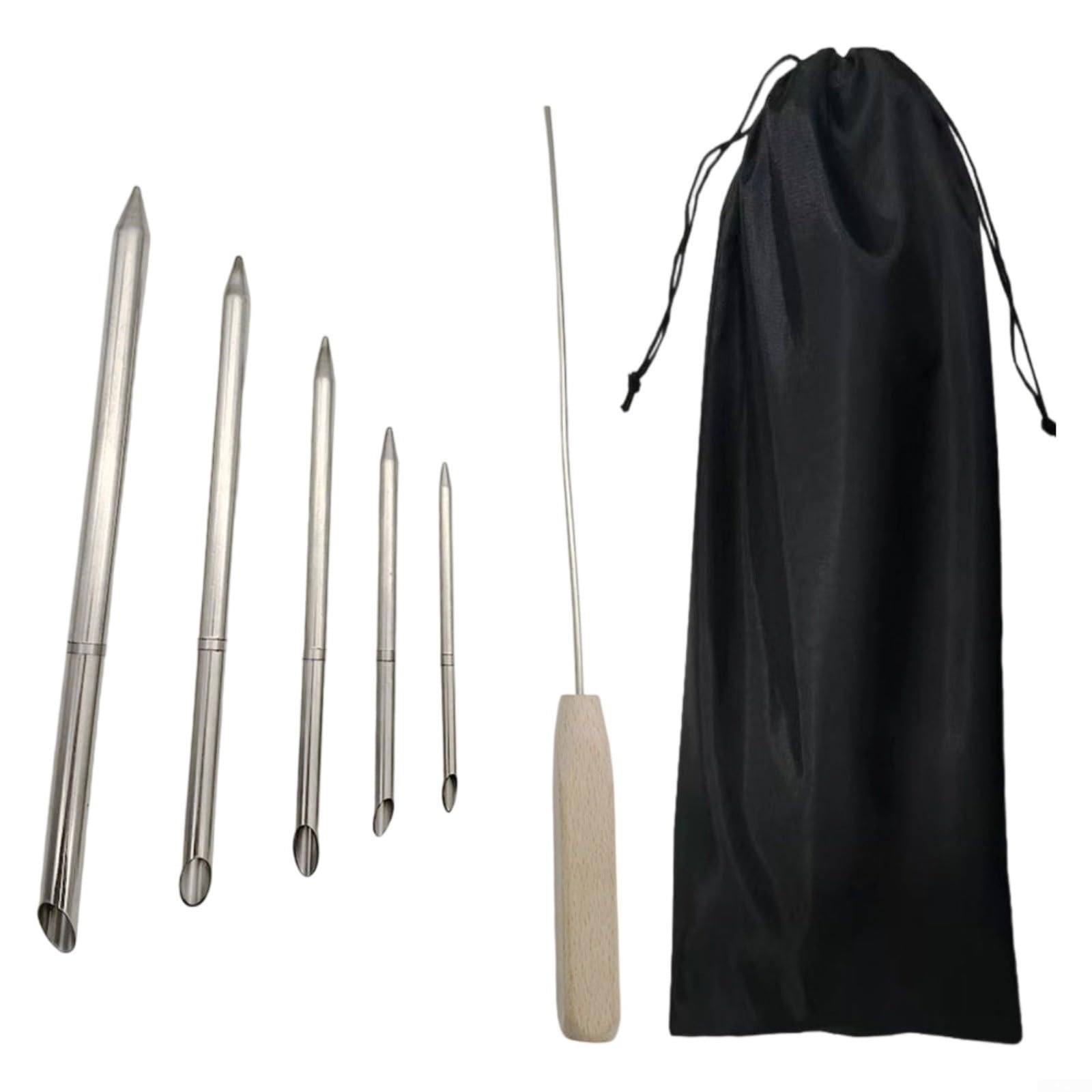 Kit di attrezzi per giunzione di corda, 5 dimensioni in acciaio inox e asta di spinta per corda intrecciata, argano, escursionismo, barca, sartiame, 6 pezzi