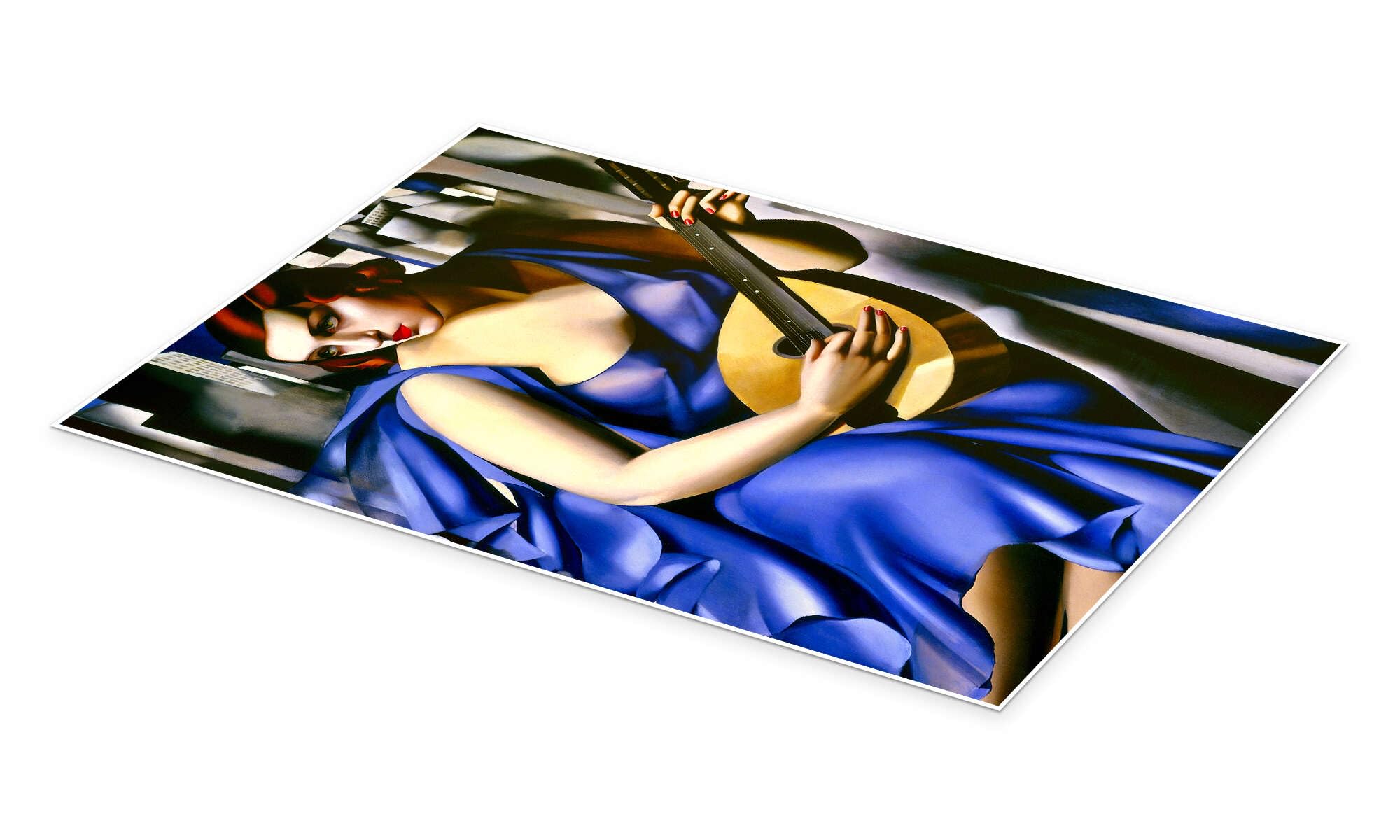 Posterlounge La musicista Poster | 90 x 130 cm di Tamara de Lempicka Blu Quadri Decorazione per pareti