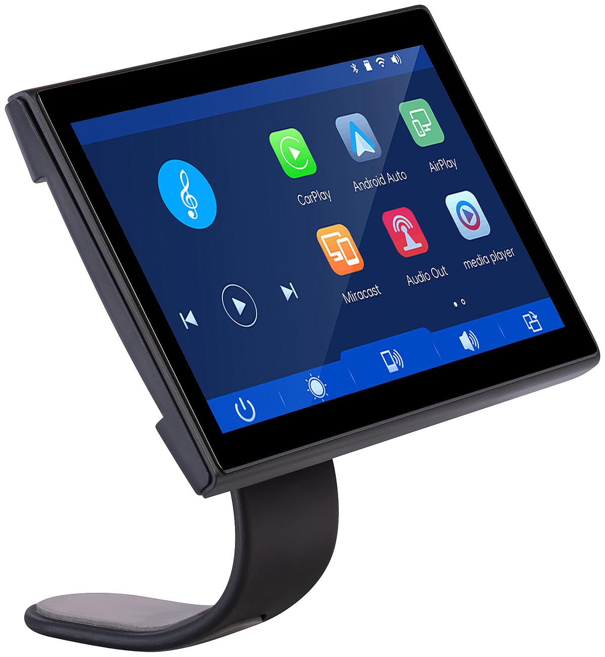Lescars Navigation: IPS-HD-Touchscreen, 7"/17,8 cm, für Apple CarPlay & Android Auto, 360° (Apple Carplay Displays, Android Auto Display)