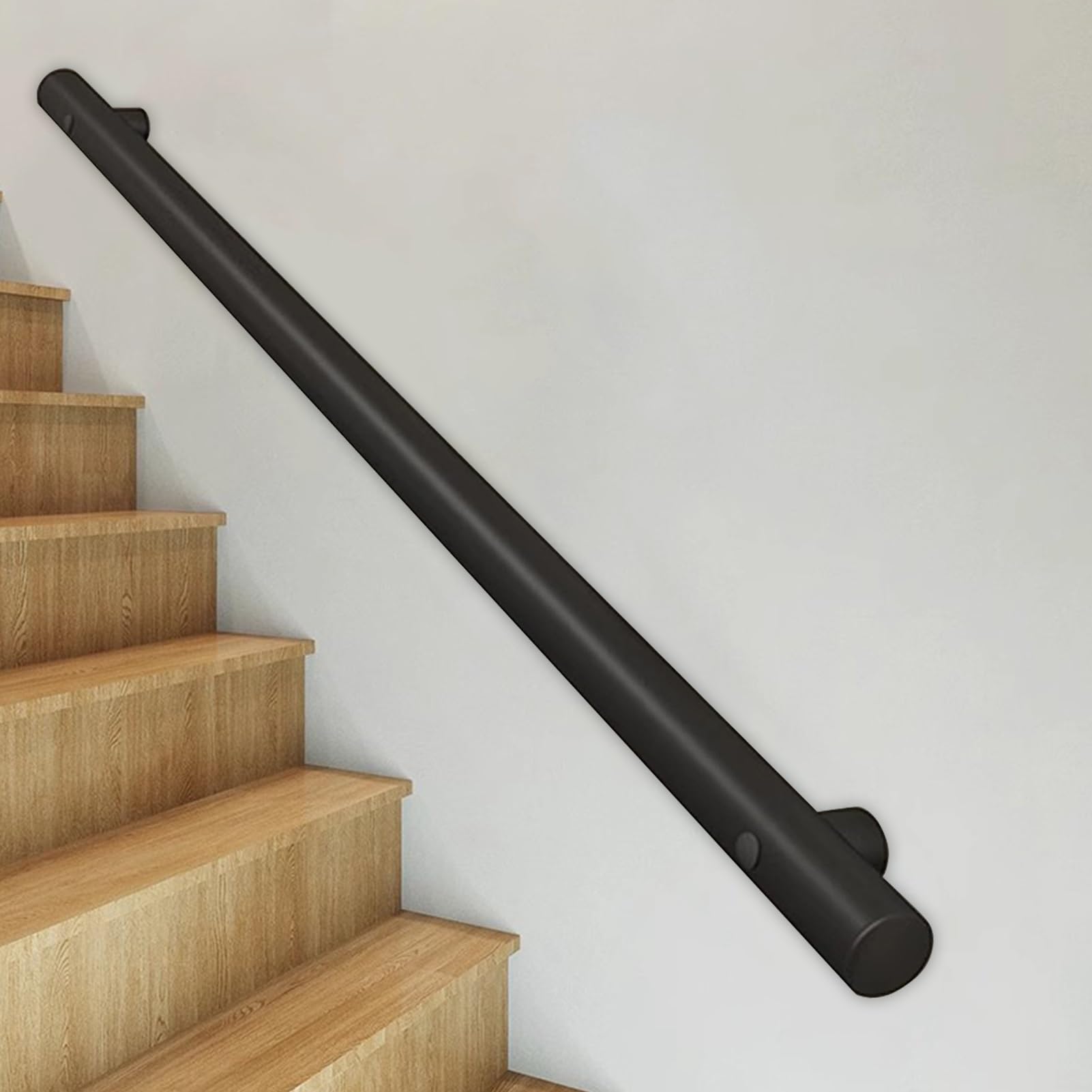 Black Stainless Steel Handrail, Outdoor Grab Rail, Stairs Handrail Banister Rail Support Kit External Outside, Wall Balustrade Hand Rail Support Handle Safety Bar (Size : 16ft/480cm)