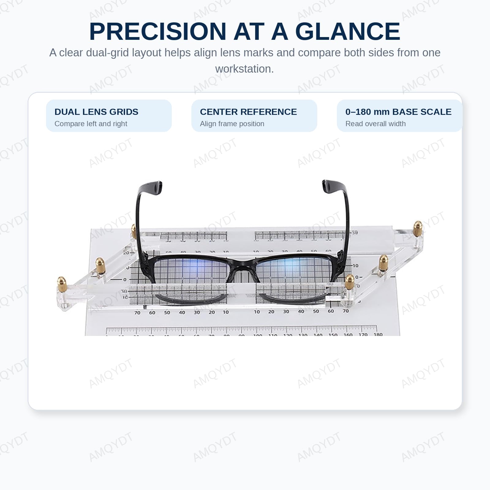 Medidor De Paralelismo De Monturas De Gafas, Instrumento De Medición De Monturas con Cuatro ángulos Ajustables para Monturas Sin Aro Y Semi-al Aire