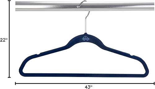 Miniatura 7 de Simplify Paquete de 50 perchas de terciopelo para niños, delgadas, diseño antideslizante, ahorro de espacio, ropa para niños, camisas, pantalones,