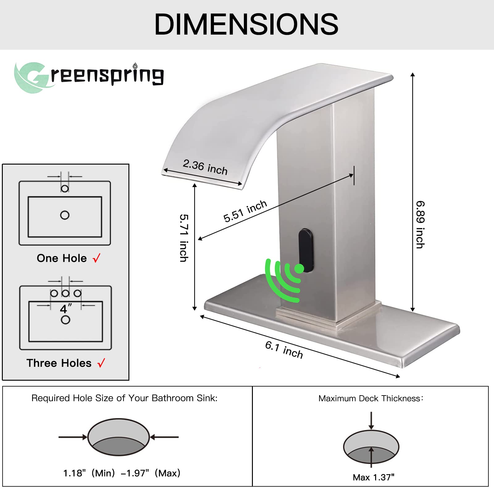Amazon | Greenspring 自動センサー ブラッシュドニッケル タッチレス