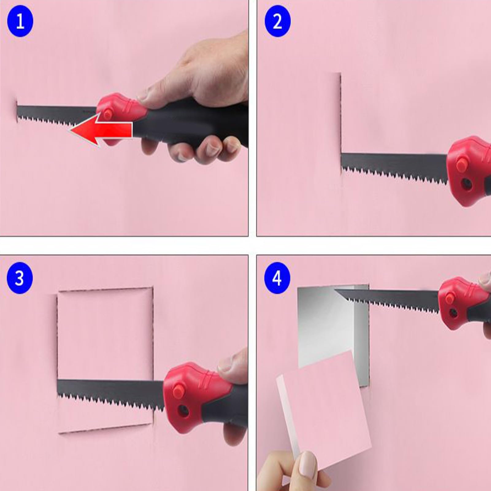 Seghetto alternativo pieghevole, da 15 cm, pieghevole, per cartongesso, piccola sega a tre denti, per tubi in PVC, metallo, gesso, legno, artigianato, per PVC, intonaco, metallo, giardinaggio